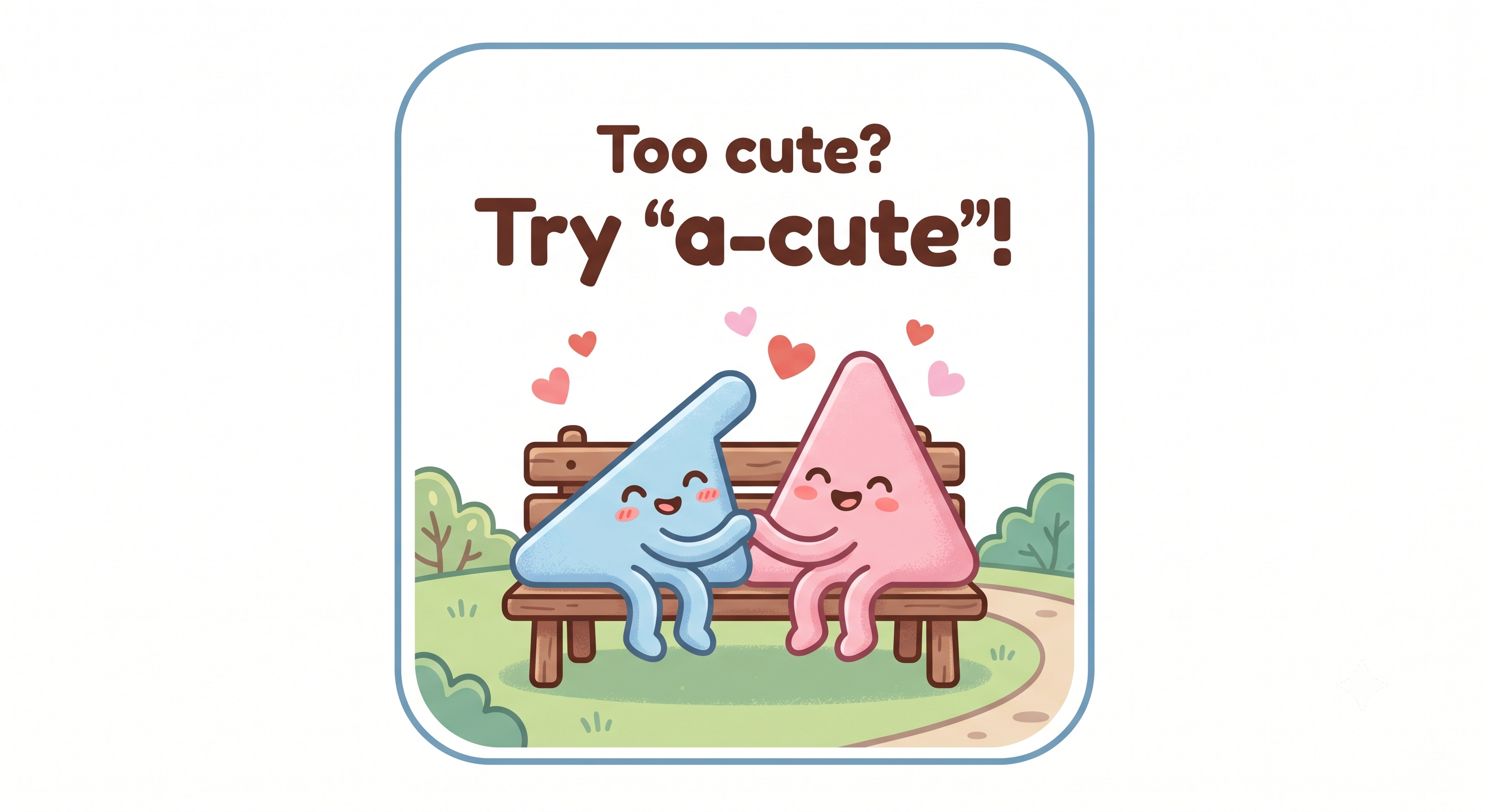Two smiling acute angles holding hands