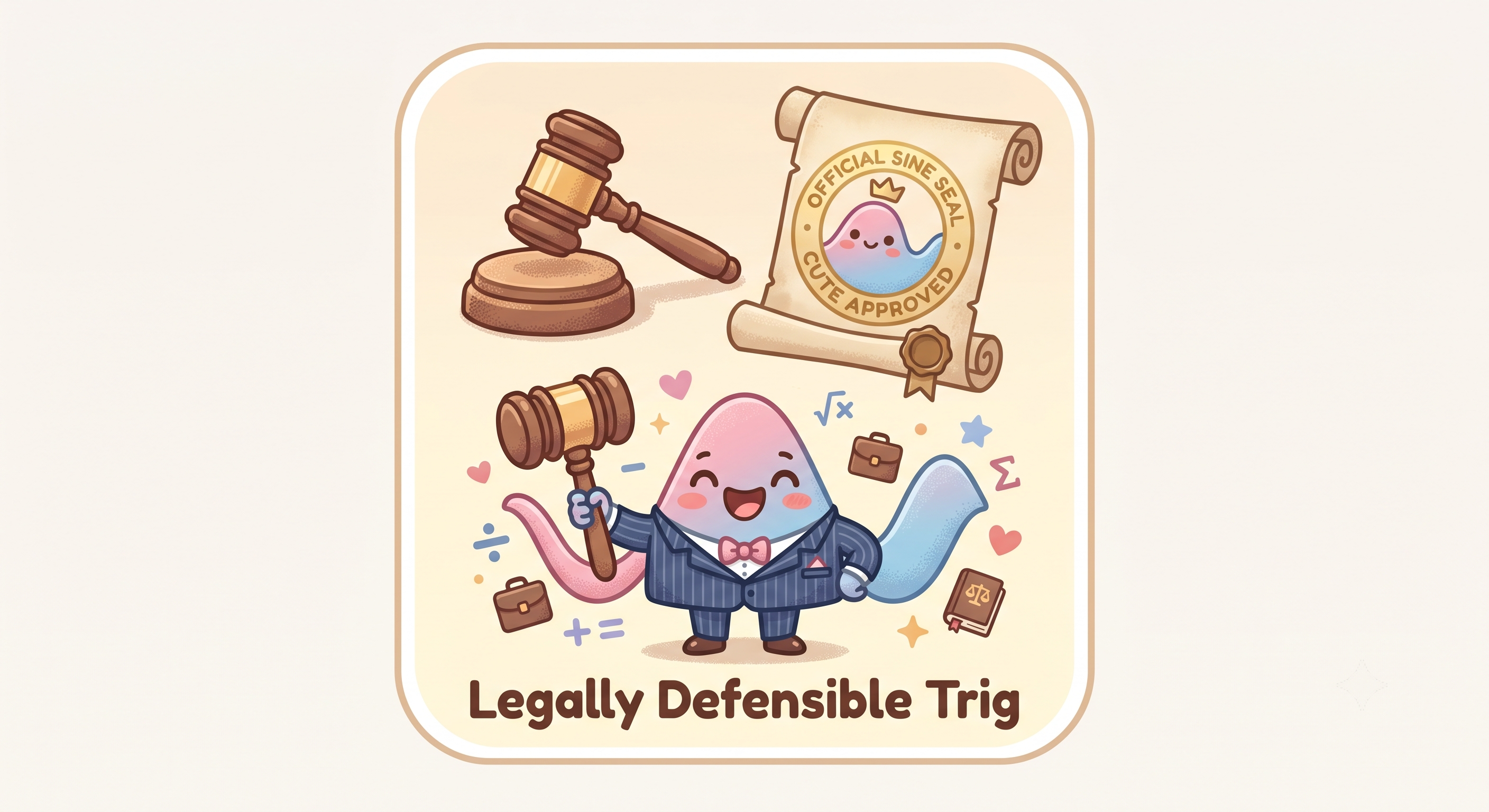 A gavel next to a certificate with a large sine seal of cute approval