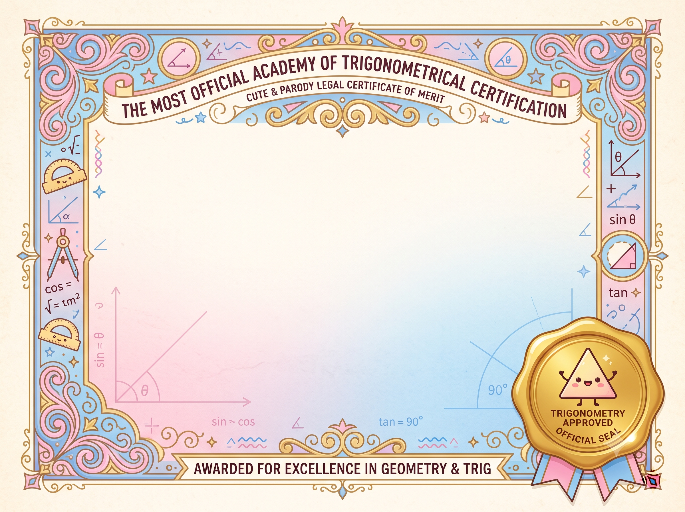 Trigonometric Legal Certificate Background